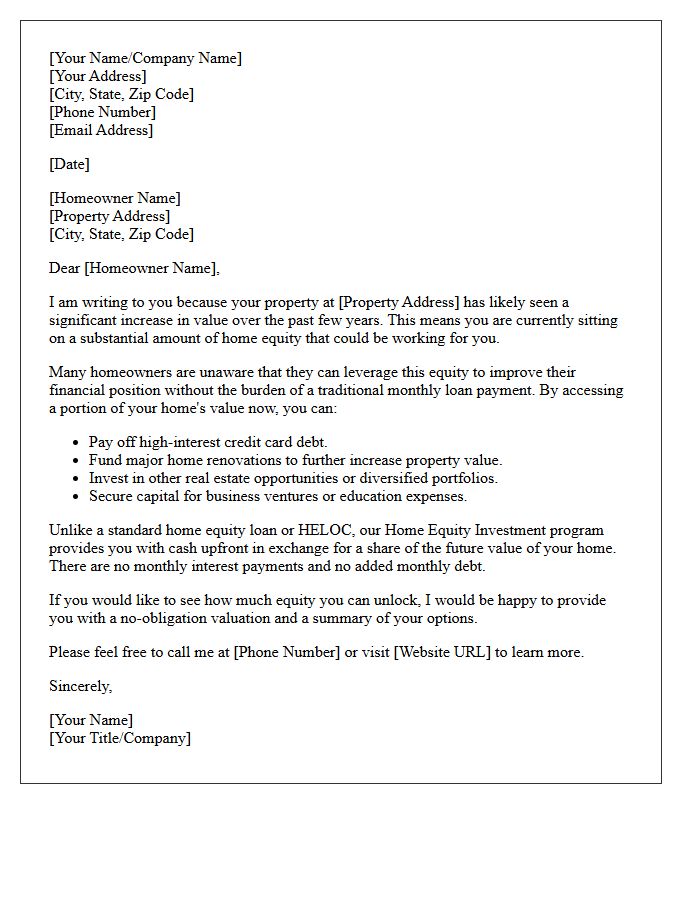 Leverage Your Home Equity Investment Letter