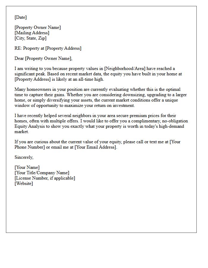Peak Market High-Equity Opportunity Letter