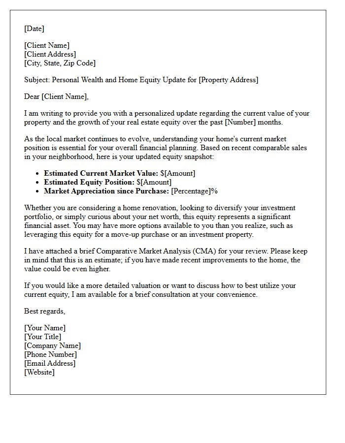 Real Estate Wealth And Equity Update Letter