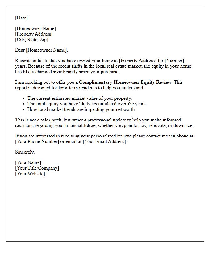 Long-Term Homeowner Equity Review Letter
