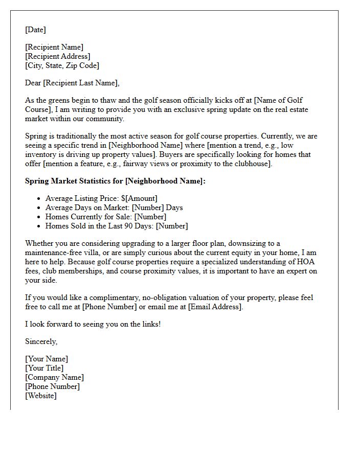 Spring Golf Course Community Market Update Letter