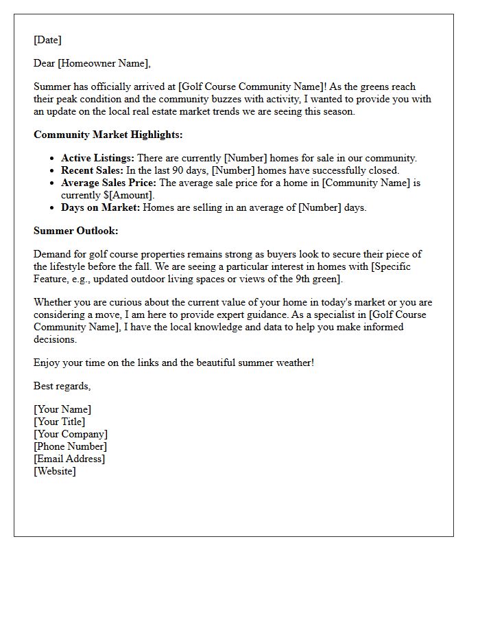 Summer Golf Course Community Real Estate Update Letter