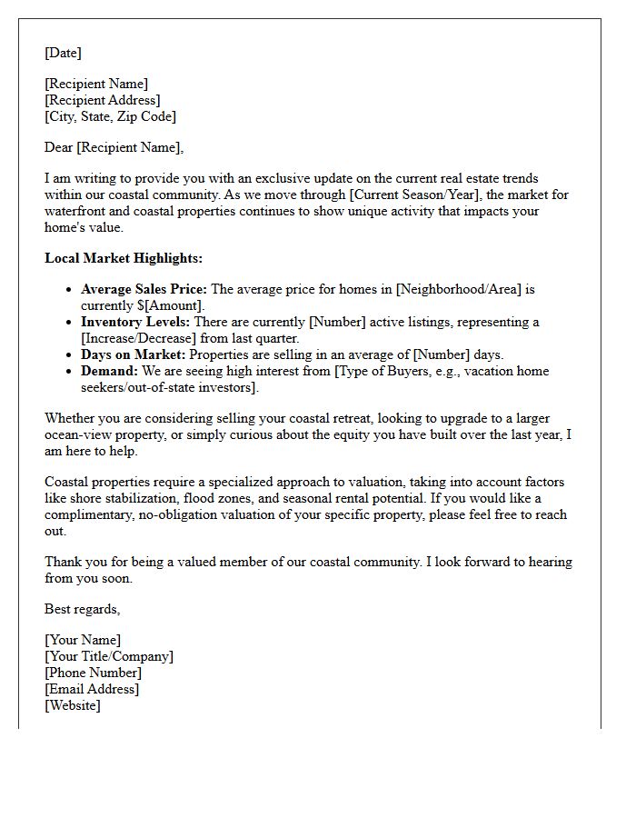 Coastal Real Estate Market Update Letter