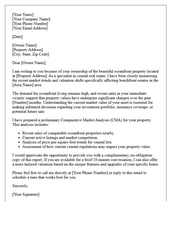 Oceanfront Property Market Analysis Letter