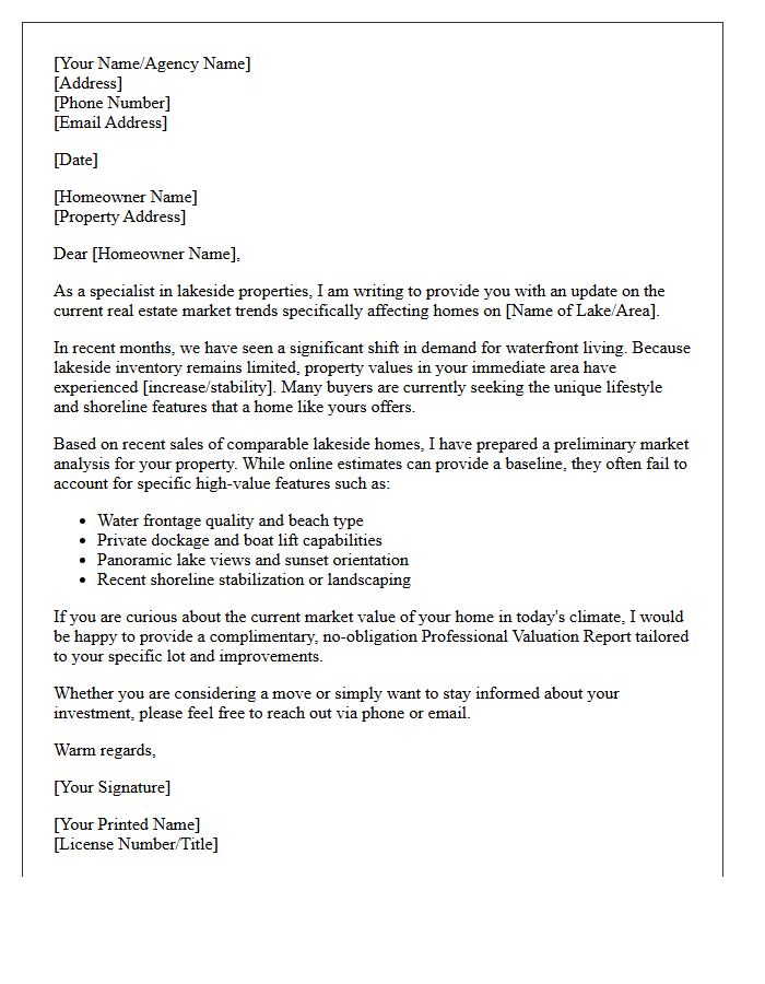 Lakeside Home Valuation and Market Letter