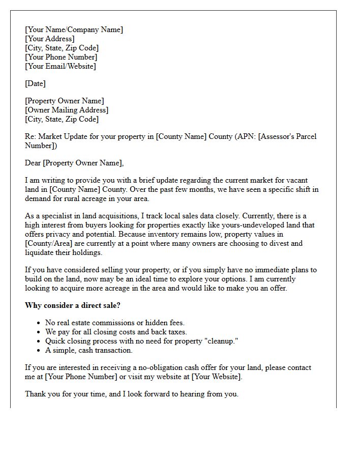 Rural Vacant Land Market Update Letter