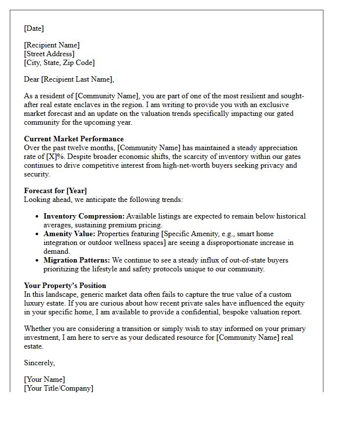 High-End Gated Community Real Estate Forecast Letter