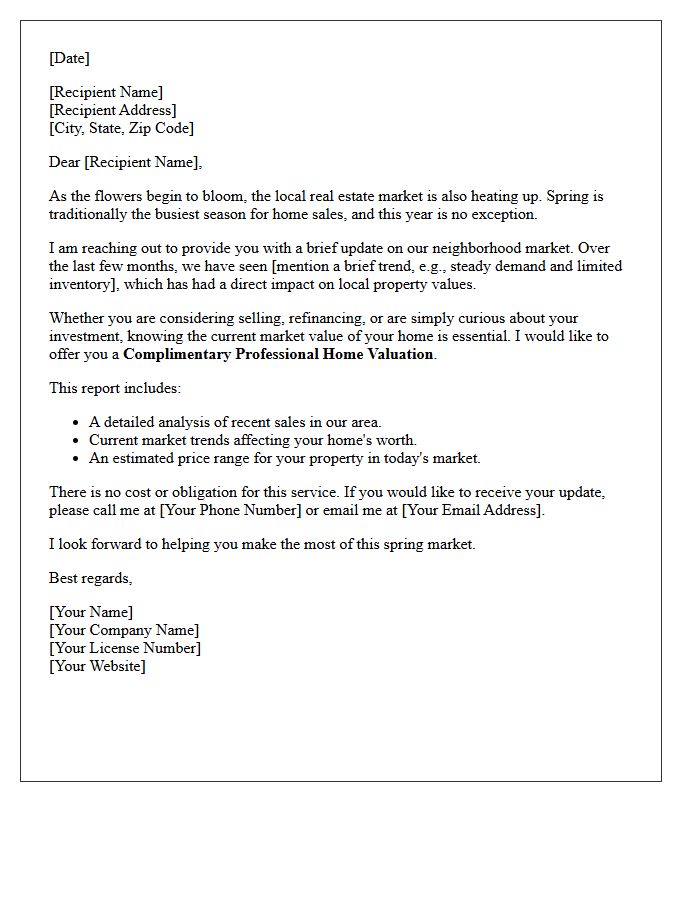 Spring Home Valuation Market Update Letter