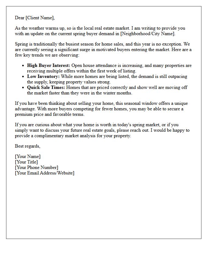 Spring Buyer Demand Market Update Letter
