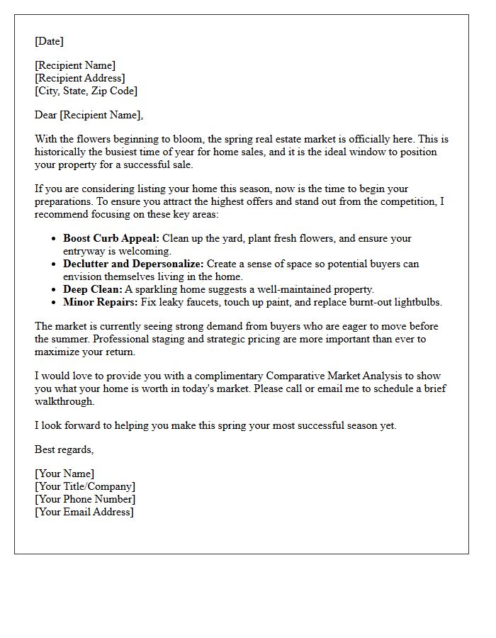 Seller Preparation Spring Market Letter