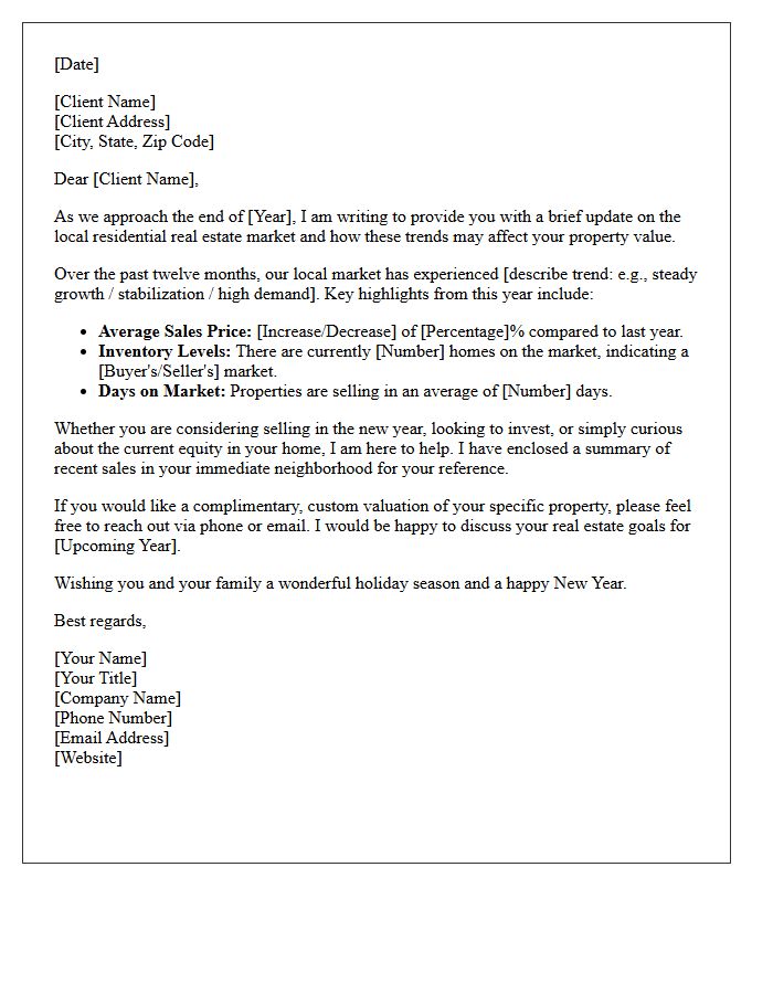 Residential Property Year-End Market Review Letter