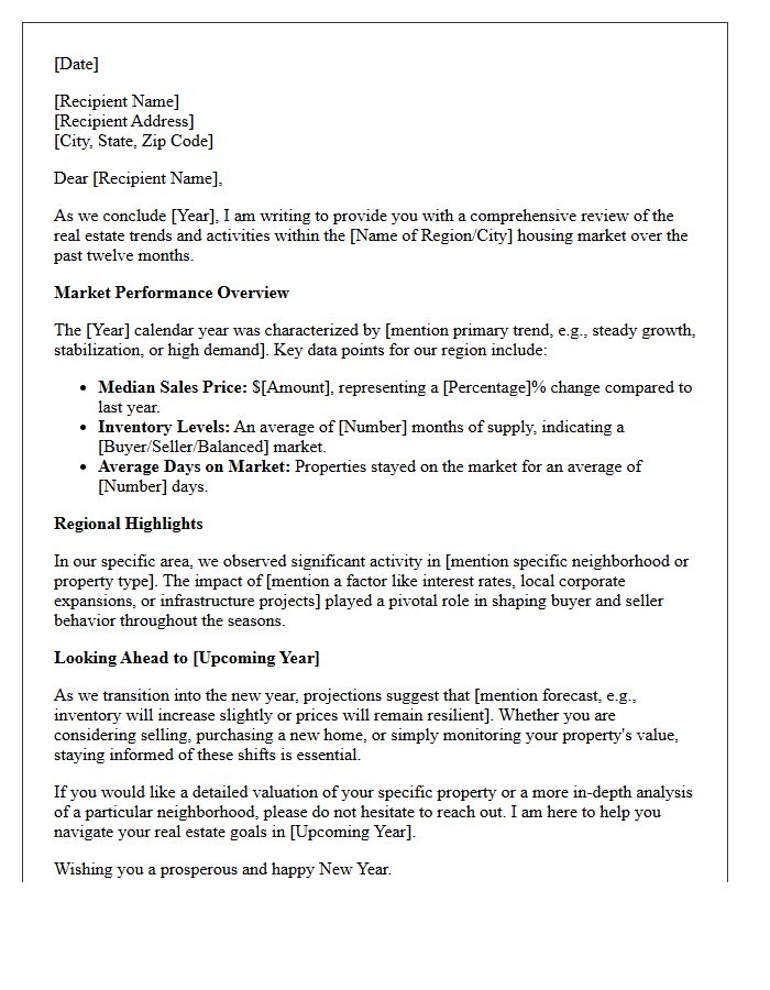 Regional Housing Market Year-End Review Letter
