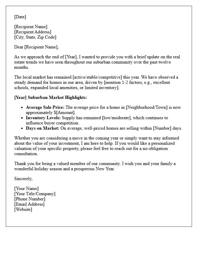 Suburban Real Estate Year-End Market Review Letter