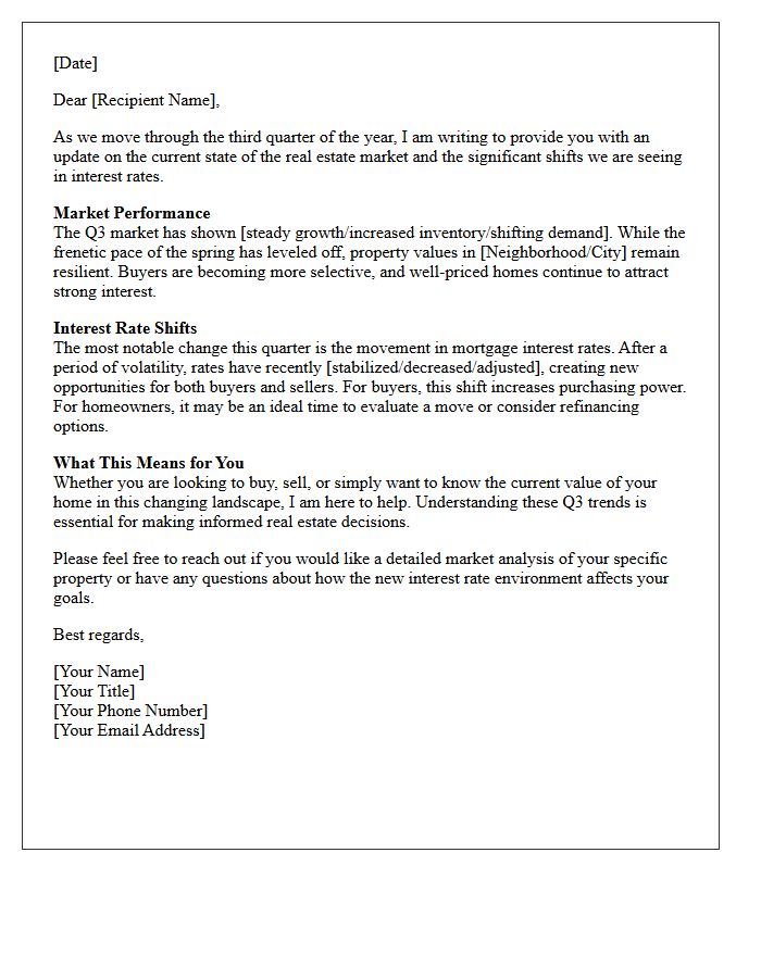 Third Quarter Real Estate Market and Interest Rate Shift Letter