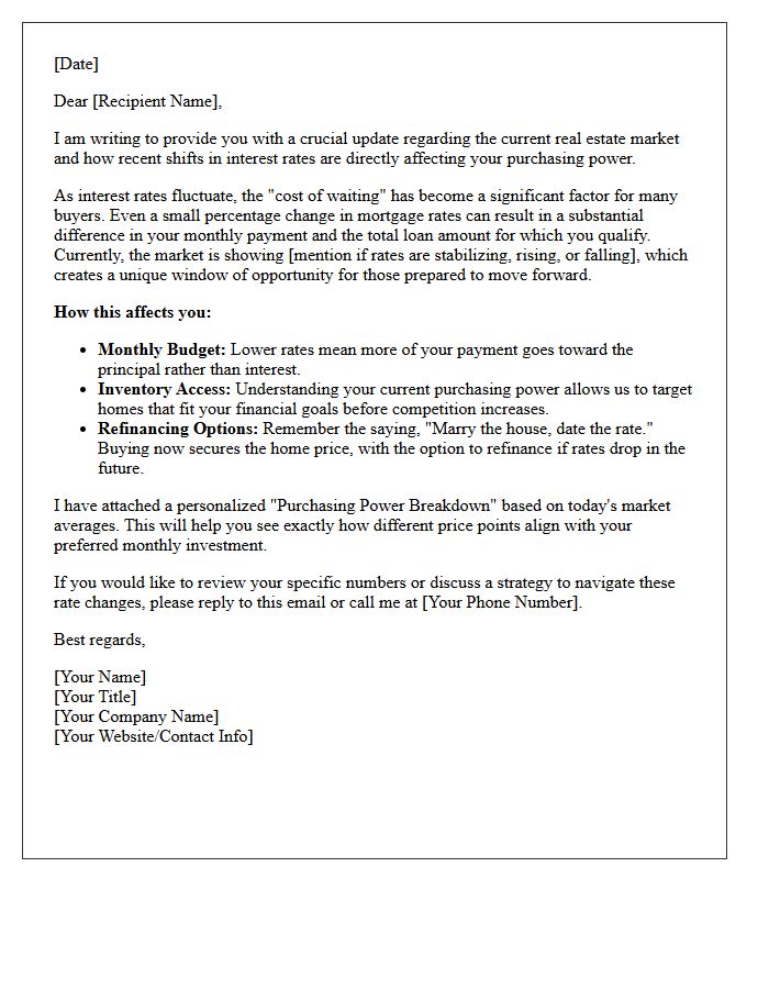 Buyer Purchasing Power and Interest Rate Market Letter