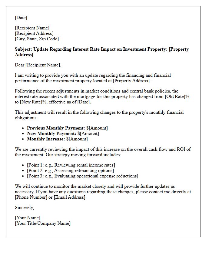Investment Property Interest Rate Impact Update Letter