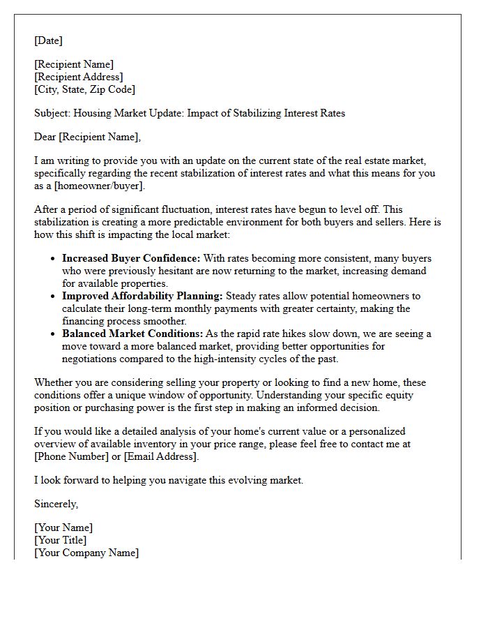 Stabilizing Interest Rates Housing Market Outlook Letter