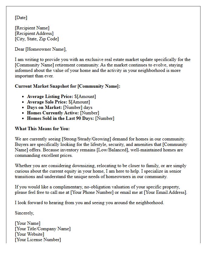 Retirement Community Real Estate Market Update Letter