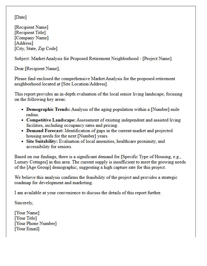 Retirement Neighborhood Market Analysis Letter