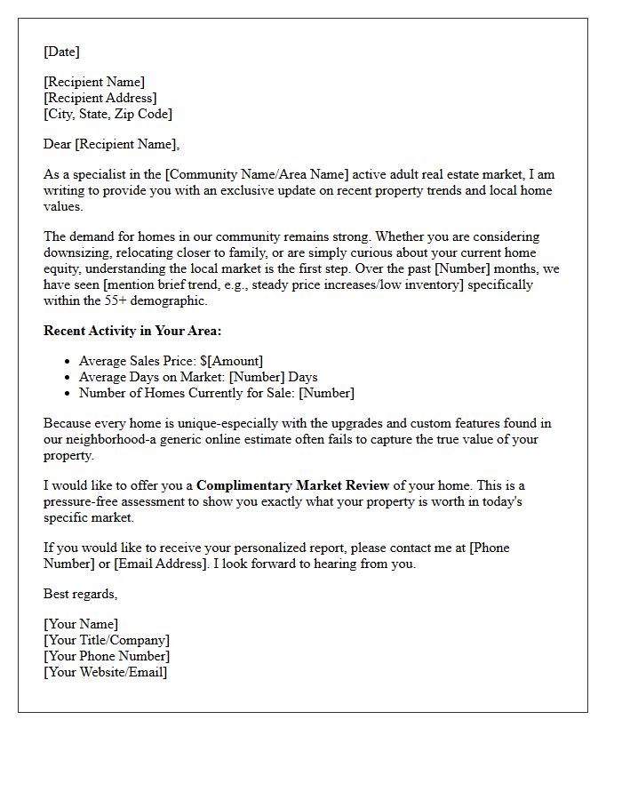 Active Adult Real Estate Market Review Letter