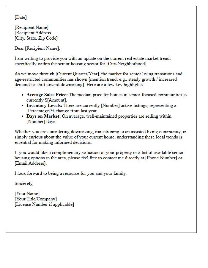 Senior Housing Real Estate Market Update Letter