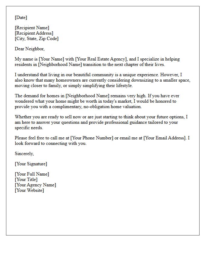 Local Retirement Neighborhood Real Estate Letter