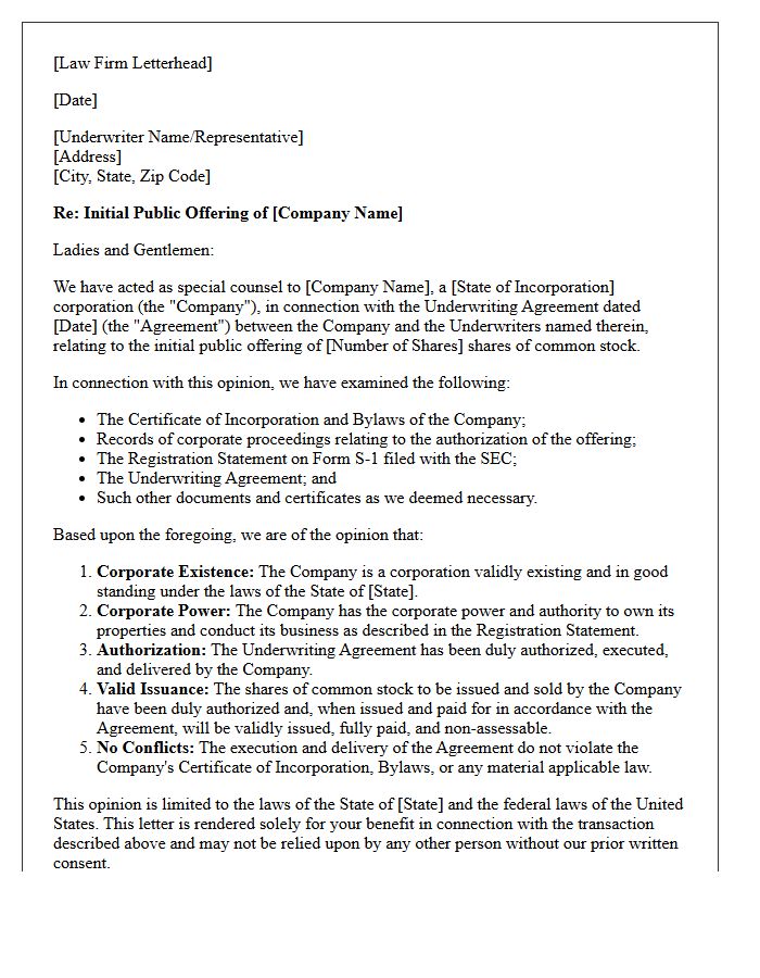 Initial Public Offering Corporate Authority Opinion Letter
