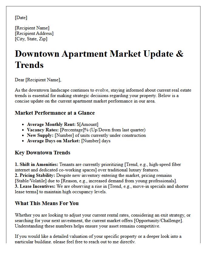 Downtown Apartment Trends And Market Update Letter