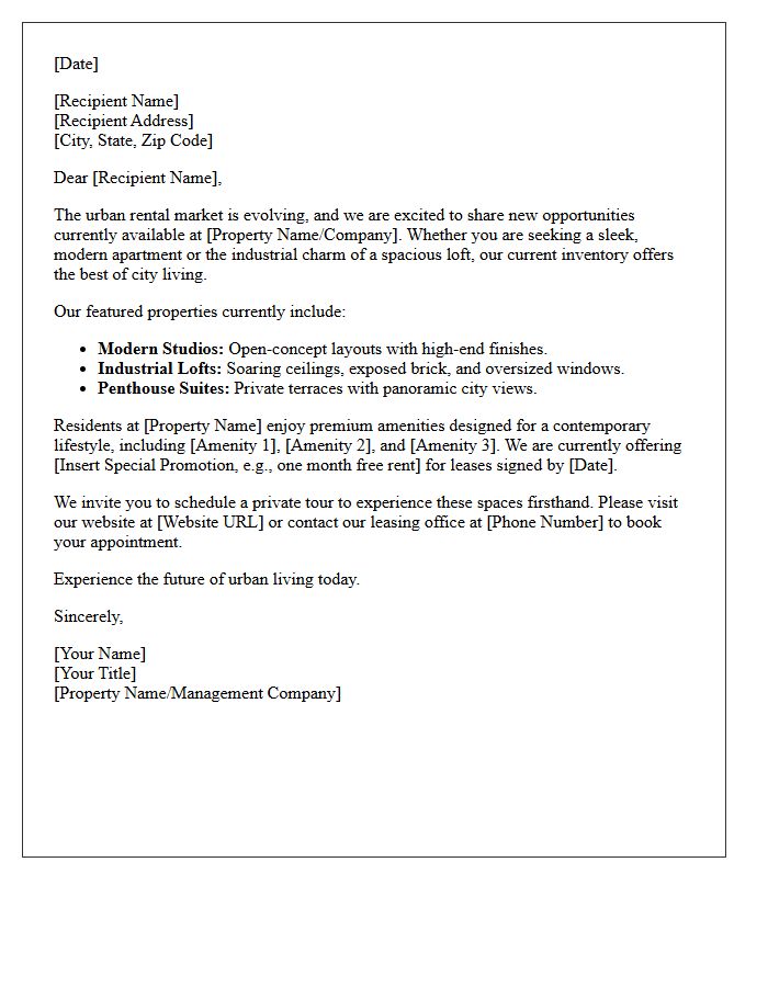 Modern Apartment And Loft Rental Market Letter