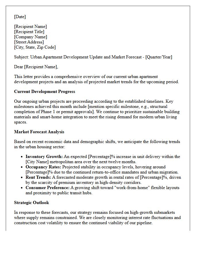 Urban Apartment Development And Market Forecast Letter