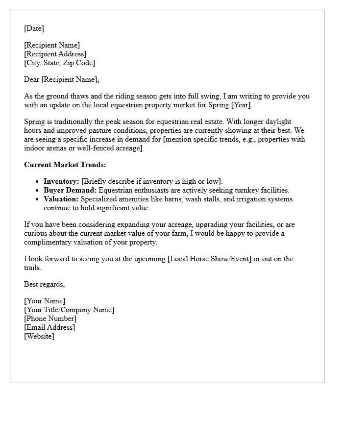 Spring Equestrian Property Market Update Letter