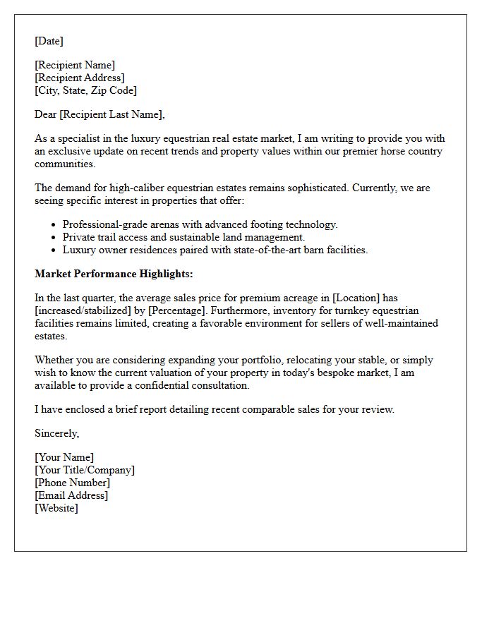 Luxury Equestrian Property Market Update Letter