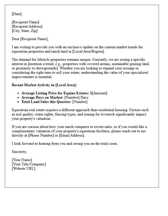 Equestrian Land and Ranch Market Update Letter