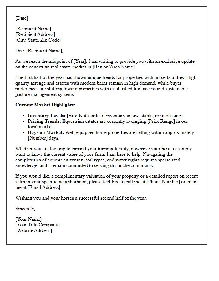 Midyear Equestrian Property Market Update Letter