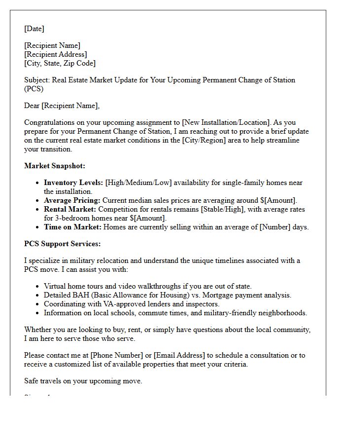 Permanent Change Of Station Relocation Market Update Letter