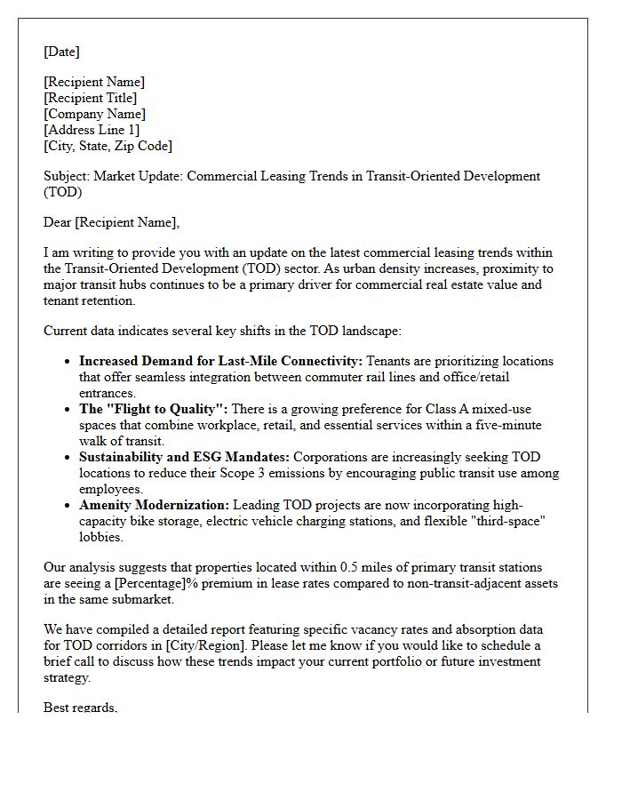 Transit-Oriented Development Commercial Leasing Trends Letter
