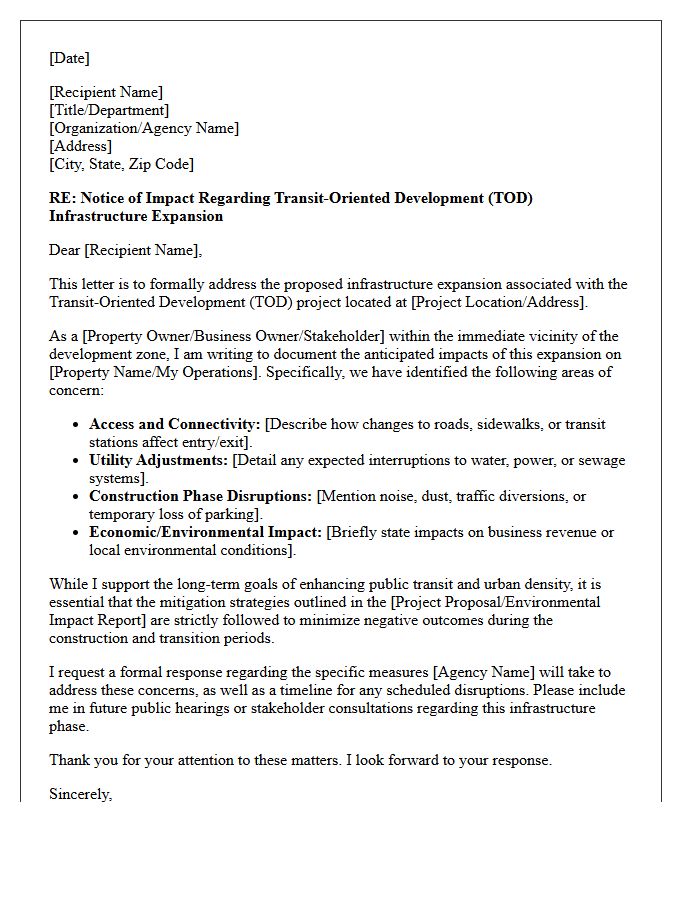 Transit-Oriented Development Infrastructure Expansion Impact Letter