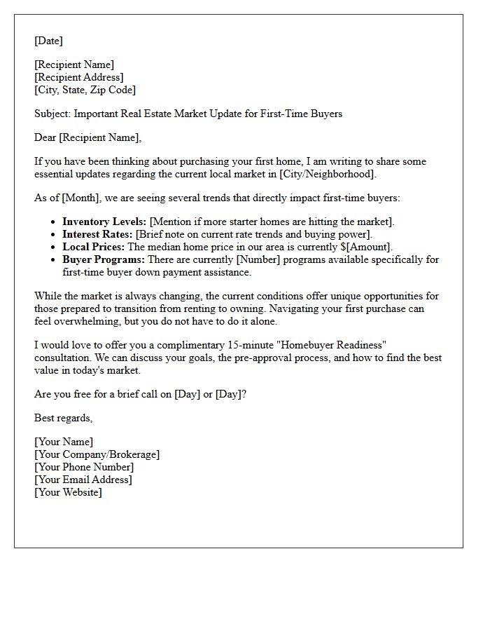 First-Time Homebuyer Local Market Update Letter