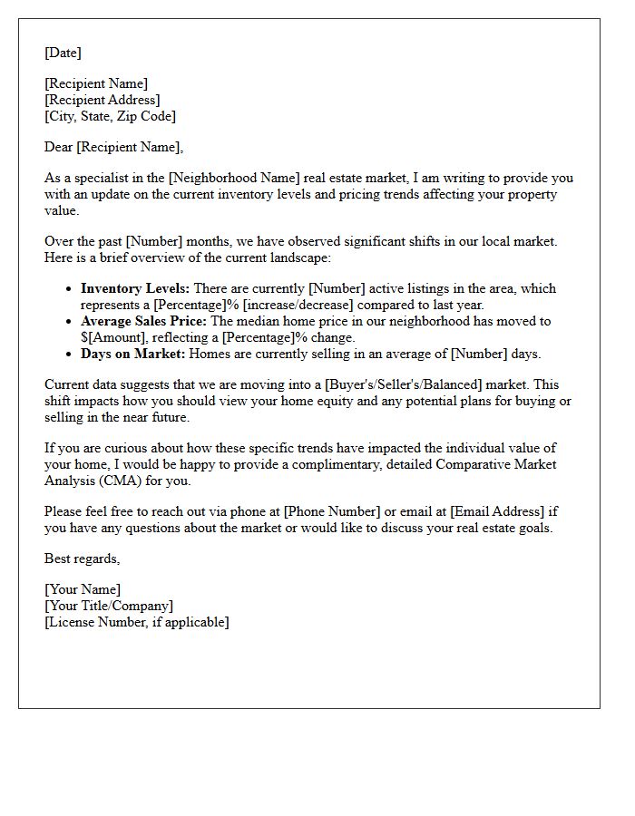 Neighborhood Inventory and Pricing Trends Letter