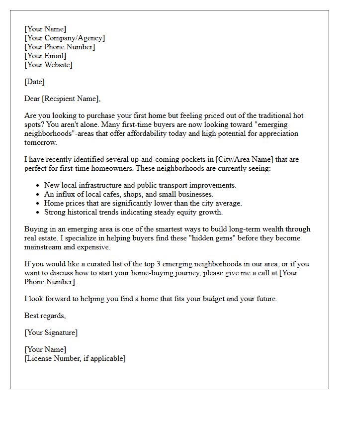 Emerging Neighborhoods for First-Time Buyers Letter