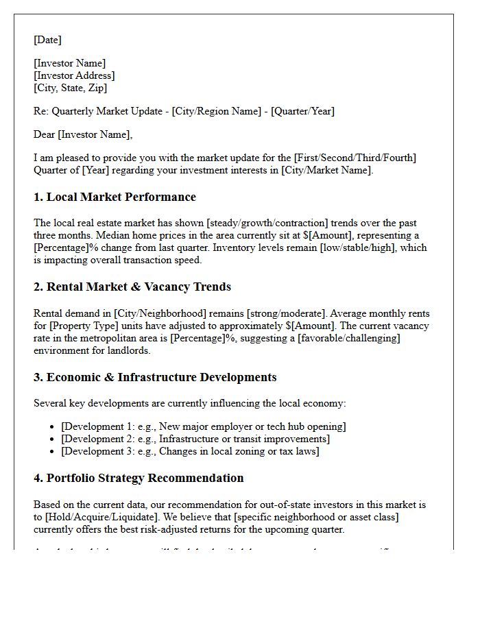 Quarterly Out-Of-State Investor Market Update Letter