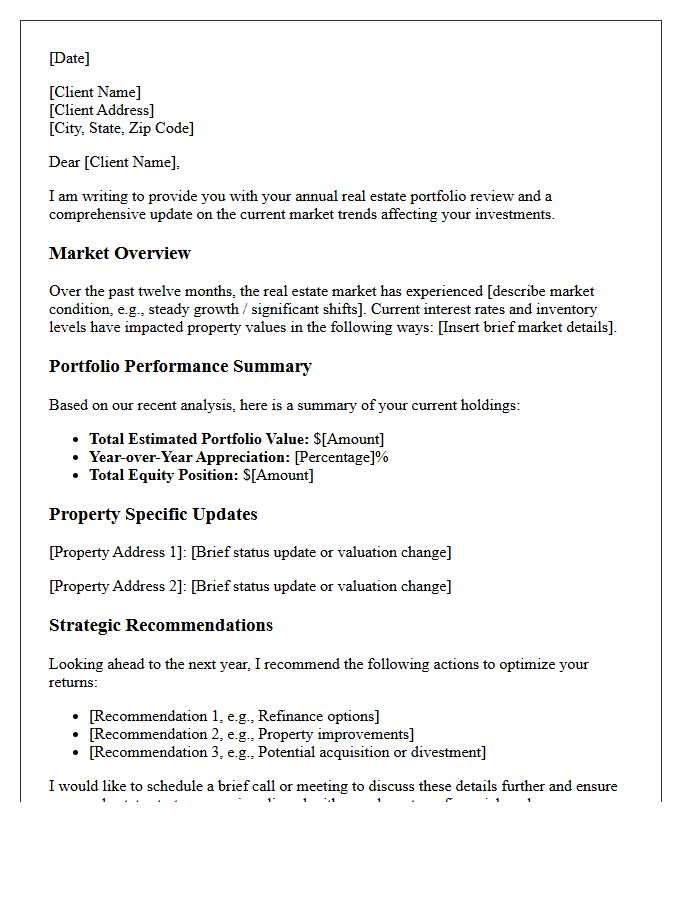 Annual Real Estate Portfolio Review and Market Update Letter