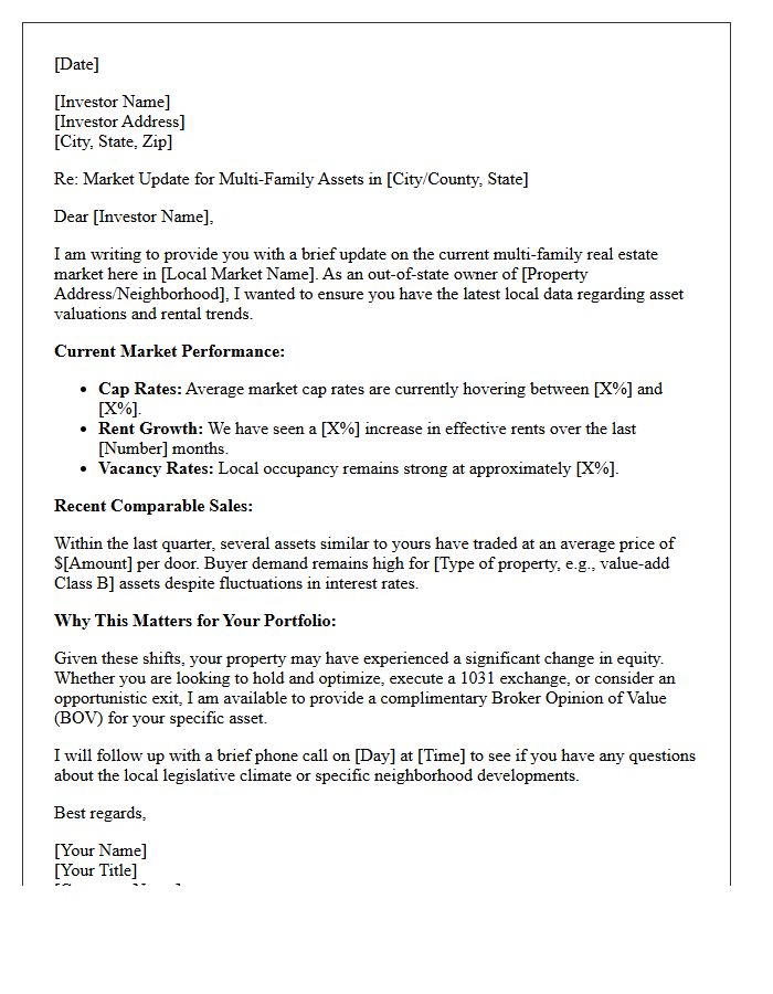 Out-Of-State Investor Multi-Family Market Update Letter