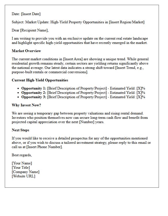 High-Yield Property Opportunities Market Update Letter