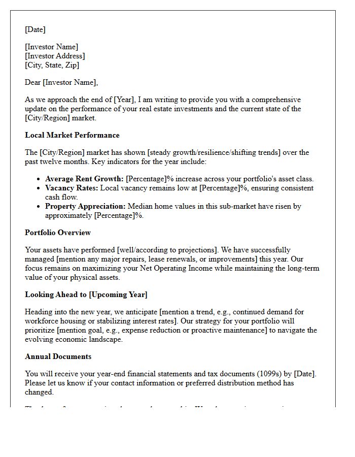 End of Year Out-Of-State Investor Market Update Letter