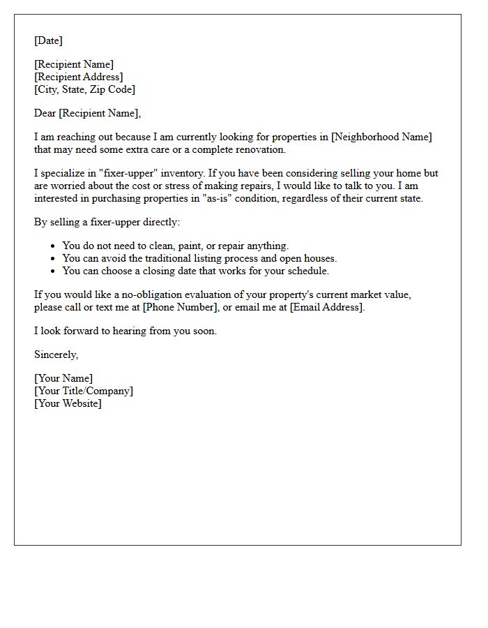 Local Fixer-Upper Inventory Market Letter