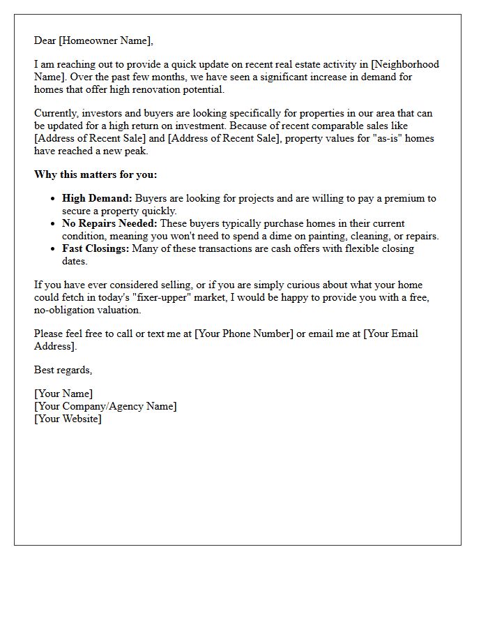 High-ROI Flip Potential Neighborhood Update Letter