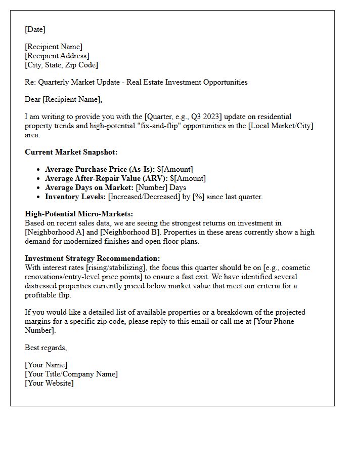 Quarterly Flip Potential Market Update Letter