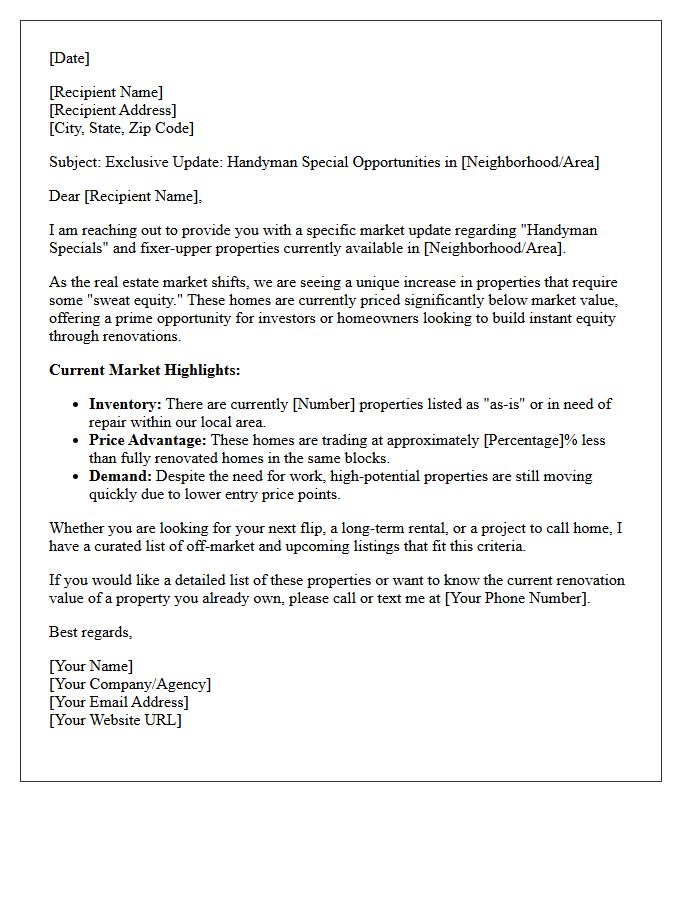 Handyman Special Market Update Letter