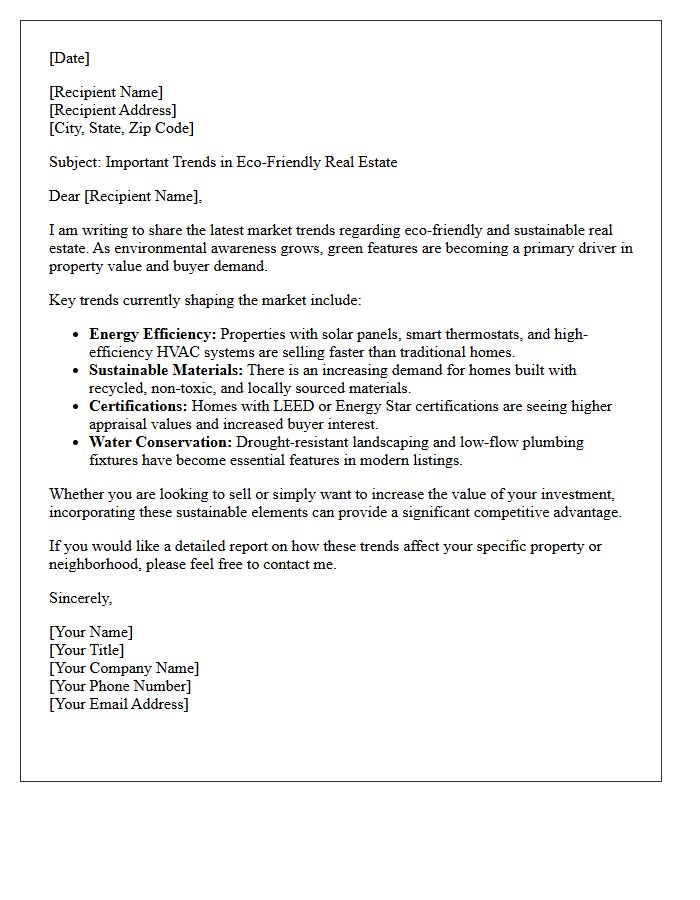 Eco-Friendly Real Estate Market Trends Letter